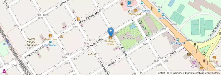 Mapa de ubicacion de Dodegon Nuñez, Nuñez en 아르헨티나, Ciudad Autónoma De Buenos Aires, 부에노스아이레스, Comuna 13.