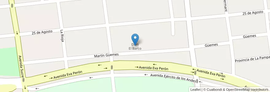 Mapa de ubicacion de Dojo El Barco en 阿根廷, San Luis, Juan Martín De Pueyrredón, Municipio De San Luis, San Luis.