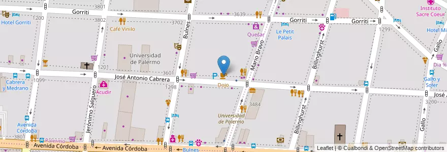 Mapa de ubicacion de Dojo, Palermo en Аргентина, Буэнос-Айрес, Буэнос-Айрес, Comuna 14.