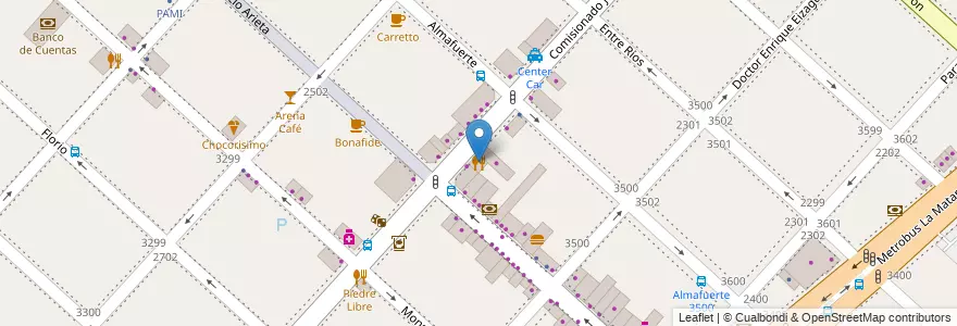 Mapa de ubicacion de Domenica Pizza & Café en 아르헨티나, 부에노스아이레스주, Partido De La Matanza, San Justo.