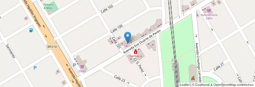 Mapa de ubicacion de Domenico's & Davide Hogar en アルゼンチン, ブエノスアイレス州, Partido De Presidente Perón.