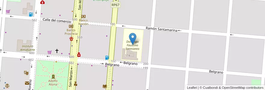 Mapa de ubicacion de Domingo Faustino Sarmiento en Argentinien, Provinz Buenos Aires, Partido De Puan, Puan.