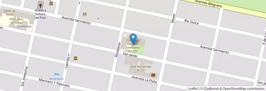 Mapa de ubicacion de Domingo Faustino Sarmiento Nº 232 en Аргентина, Санта-Фе, Departamento San Lorenzo, Municipio De Carcarañá, Carcarañá.