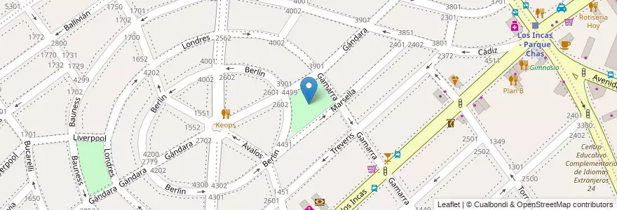Mapa de ubicacion de Domingo Fidel Sarmiento, Parque Chas en آرژانتین, Ciudad Autónoma De Buenos Aires, Buenos Aires, Comuna 15.