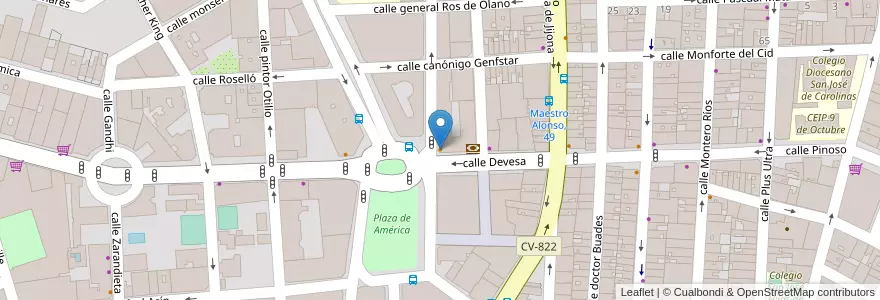 Mapa de ubicacion de Domino's Pizza en İspanya, Comunitat Valenciana, Alacant / Alicante, L'Alacantí, Alacant / Alicante.