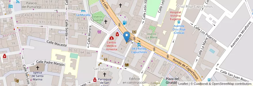 Mapa de ubicacion de Domino's Pizza en Spanje, Andalusië, Sevilla, Sevilla.