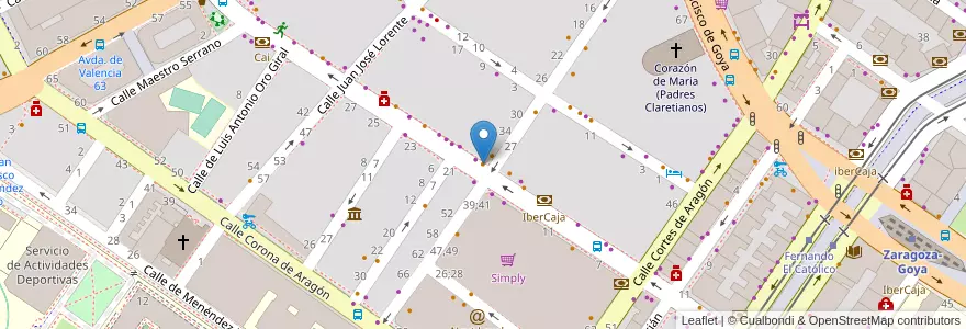 Mapa de ubicacion de Domino's Pizza en Spanien, Aragonien, Saragossa, Zaragoza, Saragossa.