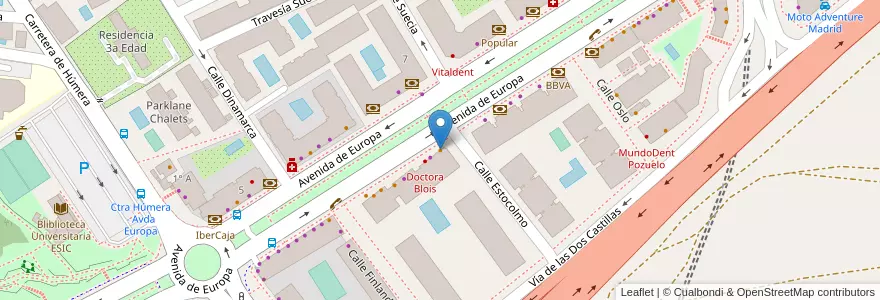 Mapa de ubicacion de Domino's Pizza en Espanha, Comunidade De Madrid, Comunidade De Madrid, Área Metropolitana De Madrid Y Corredor Del Henares, Pozuelo De Alarcón.