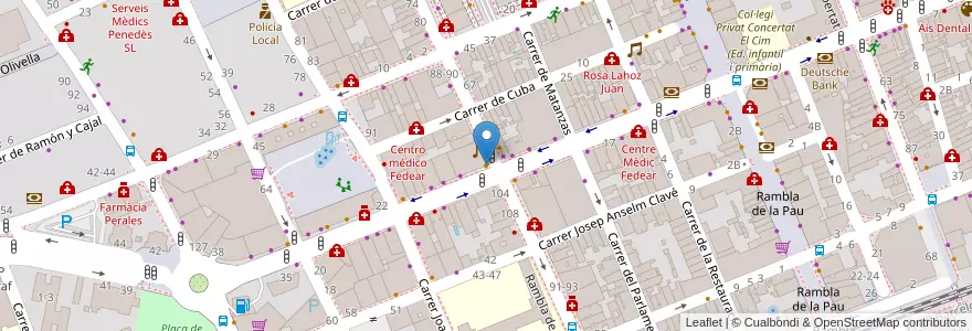 Mapa de ubicacion de Domino's Pizza en Испания, Каталония, Барселона, Гарраф, Vilanova I La Geltrú.