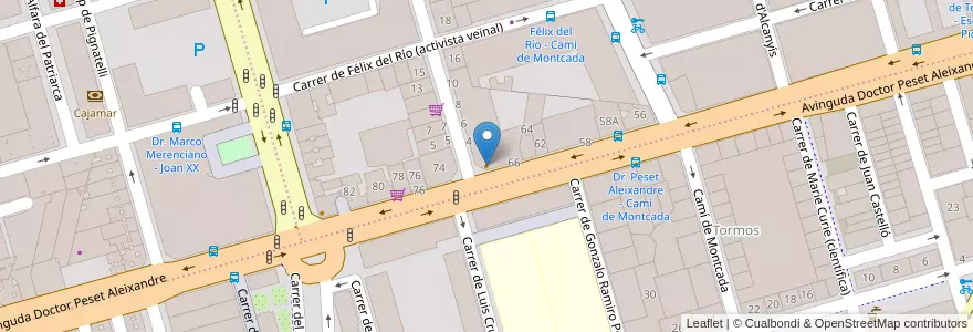 Mapa de ubicacion de Domino's Pizza en İspanya, Comunitat Valenciana, València / Valencia, Comarca De València, València.