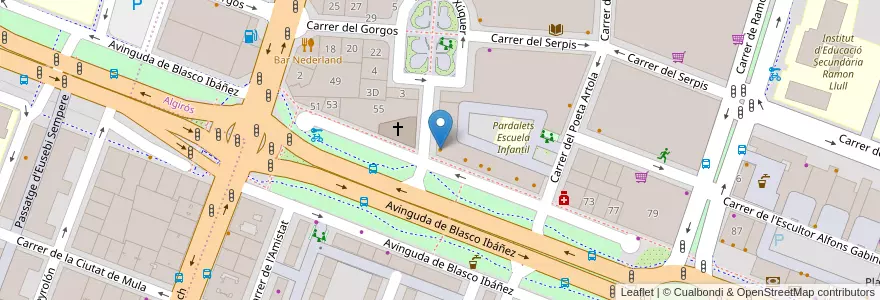 Mapa de ubicacion de Domino's Pizza en Espagne, Communauté Valencienne, Valence, Comarca De València, Valence.