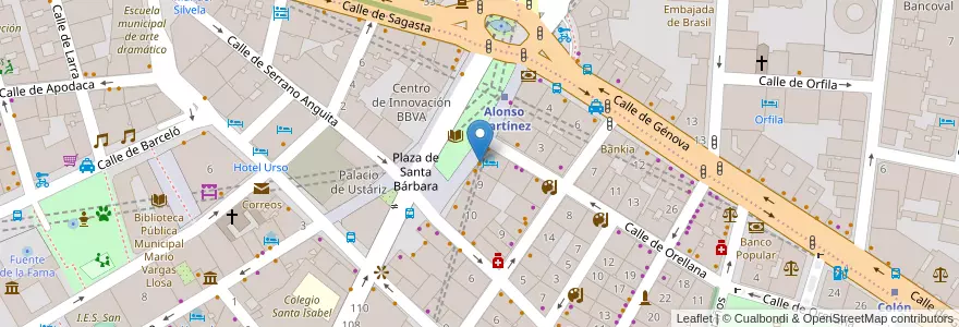 Mapa de ubicacion de Dominos pizza en İspanya, Comunidad De Madrid, Comunidad De Madrid, Área Metropolitana De Madrid Y Corredor Del Henares, Madrid.