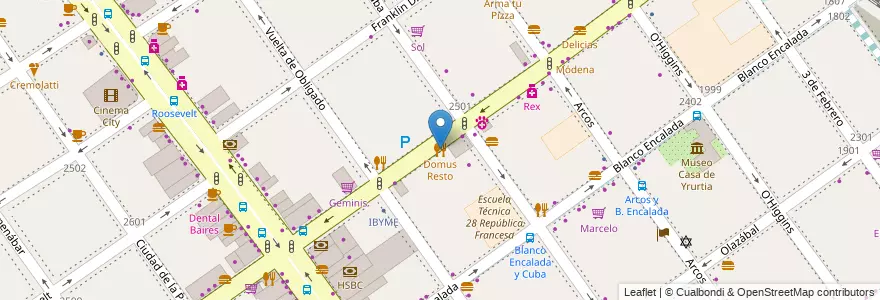 Mapa de ubicacion de Domus Resto, Belgrano en 아르헨티나, Ciudad Autónoma De Buenos Aires, 부에노스아이레스, Comuna 13.