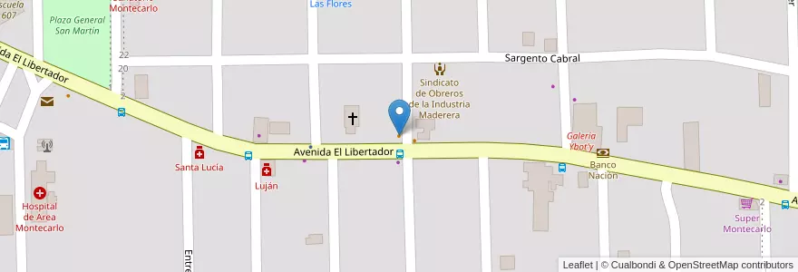 Mapa de ubicacion de Don Angelo en Argentinië, Misiones, Departamento Montecarlo, Municipio De Montecarlo, Montecarlo.