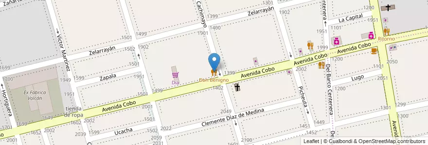 Mapa de ubicacion de Don Benigno, Parque Chacabuco en Arjantin, Ciudad Autónoma De Buenos Aires, Comuna 7, Buenos Aires.