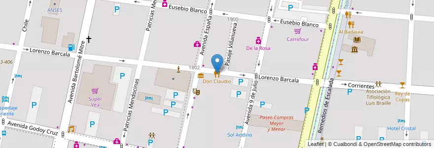 Mapa de ubicacion de Don Claudio en アルゼンチン, チリ, メンドーサ州, Departamento Capital, Ciudad De Mendoza.