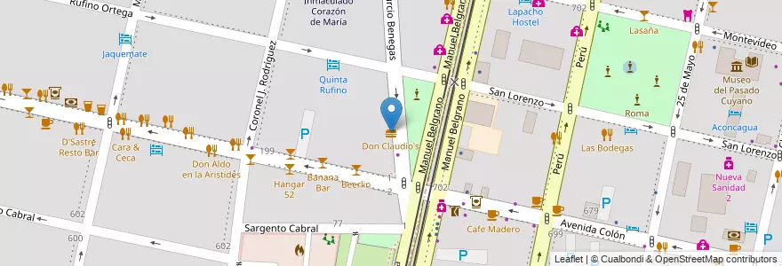 Mapa de ubicacion de Don Claudio's en Arjantin, Şili, Mendoza, Departamento Capital, Ciudad De Mendoza, Sección 5ª Residencial Sur.