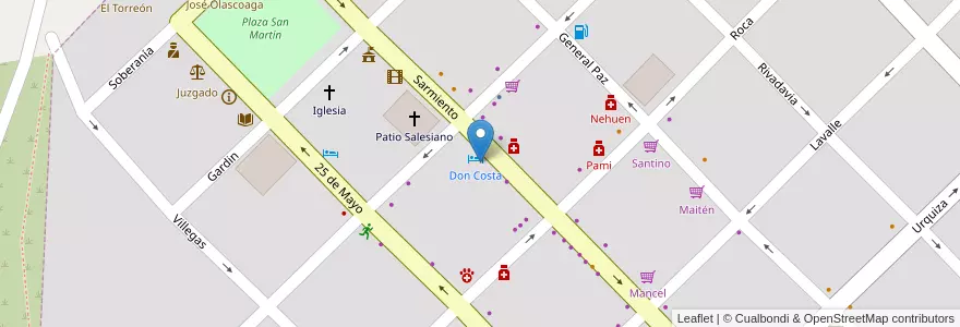 Mapa de ubicacion de Don Costa en Arjantin, Şili, Neuquén, Departamento Chos Malal, Chos Malal, Chos Malal.