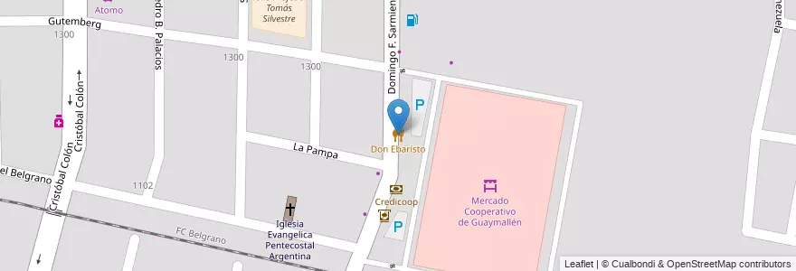 Mapa de ubicacion de Don Ebaristo en Argentinien, Chile, Mendoza, Departamento Guaymallén, Distrito Belgrano.