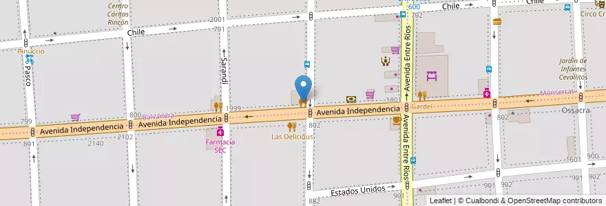 Mapa de ubicacion de Don Hugo Pizzeria, Balvanera en 아르헨티나, Ciudad Autónoma De Buenos Aires, Comuna 3, 부에노스아이레스.