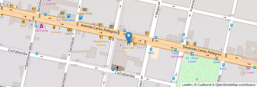 Mapa de ubicacion de Don Leo en 아르헨티나, Santa Fe, Departamento Rosario, Municipio De Rosario, 로사리오.