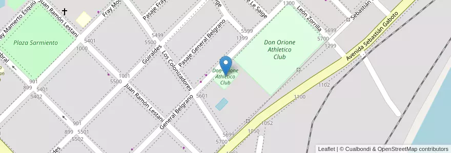 Mapa de ubicacion de Don Orione Athletico Club en Arjantin, Chaco, Departamento San Fernando, Barranqueras, Barranqueras.