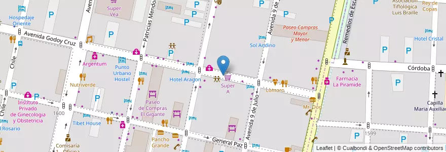 Mapa de ubicacion de Don Pancho en Arjantin, Şili, Mendoza, Departamento Capital, Ciudad De Mendoza.