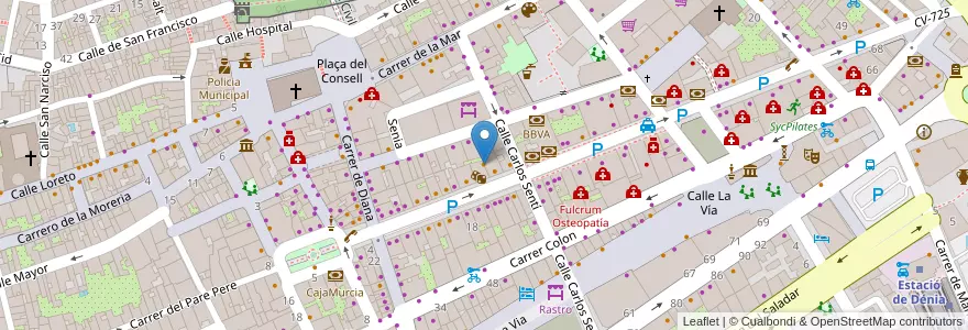 Mapa de ubicacion de Don Snack en 西班牙, Comunitat Valenciana, Alacant / Alicante, La Marina Alta, Dénia.