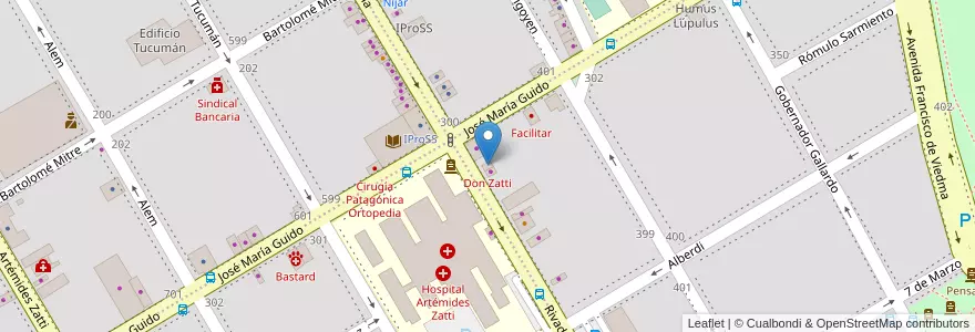 Mapa de ubicacion de Don Zatti en 아르헨티나, 리오네그로주, Departamento Adolfo Alsina, Viedma, Viedma.