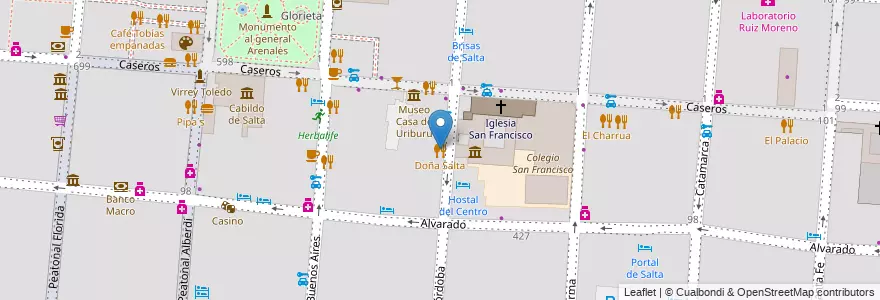 Mapa de ubicacion de Doña Salta en 阿根廷, Salta, Capital, Municipio De Salta, Salta.