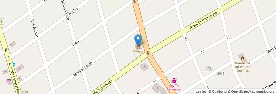 Mapa de ubicacion de Donata en Arjantin, Buenos Aires, Partido De Quilmes, Quilmes.