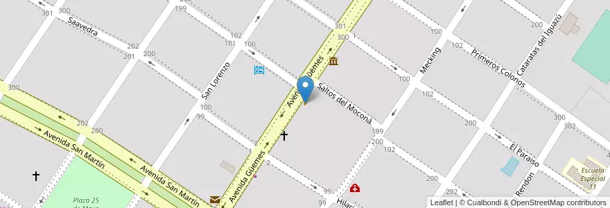 Mapa de ubicacion de Donatello pizzeria delivery en Arjantin, Misiones, Departamento Leandro N. Alem, Municipio De Leandro N. Alem, Leandro N. Alem.