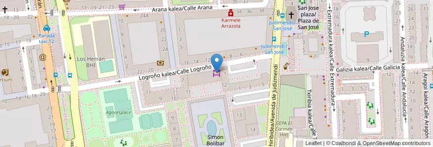 Mapa de ubicacion de Done Jalueko azoka/Mercado de Santiago en España, Euskadi, Araba/Álava, Gasteizko Kuadrilla/Cuadrilla De Vitoria, Vitoria-Gasteiz.