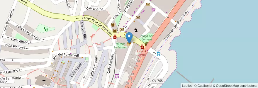 Mapa de ubicacion de Döner Kebab en スペイン, バレンシア州, Alacant / Alicante, La Marina Baixa, Altea.