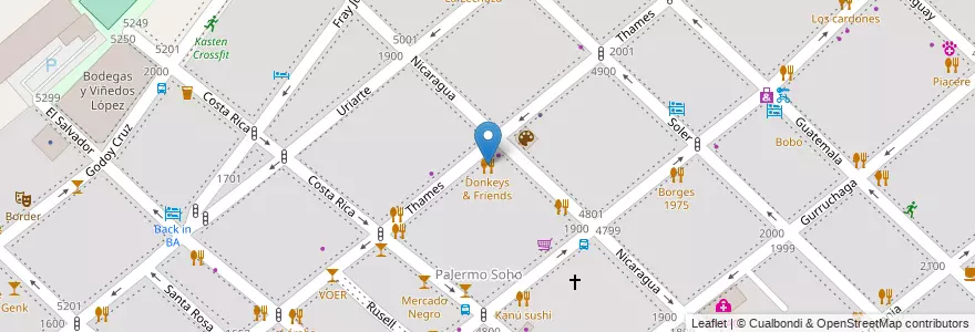 Mapa de ubicacion de Donkeys & Friends, Palermo en Аргентина, Буэнос-Айрес, Буэнос-Айрес, Comuna 14.