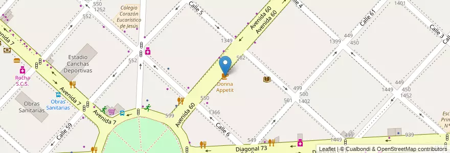 Mapa de ubicacion de Donna Appetit, Casco Urbano en Argentinië, Buenos Aires, Partido De La Plata, La Plata.