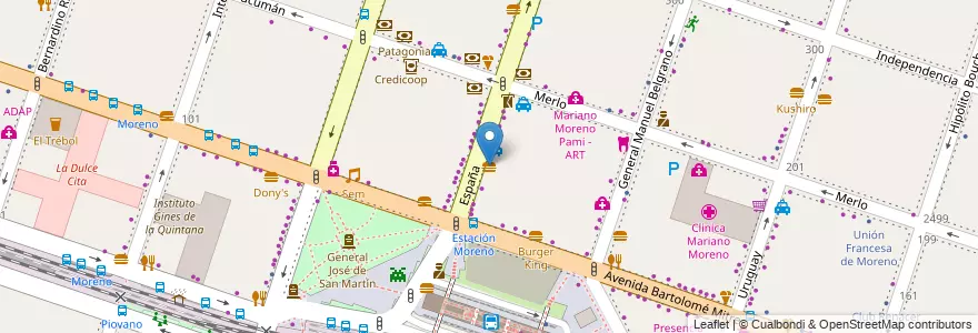 Mapa de ubicacion de Dony's en 아르헨티나, 부에노스아이레스주, Partido De Moreno, Moreno.