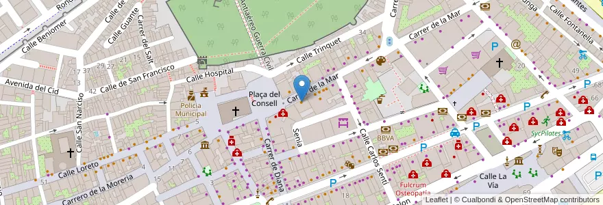 Mapa de ubicacion de Dorian Gray en Spanien, Valencianische Gemeinschaft, Alicante, La Marina Alta, Dénia.