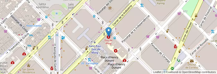 Mapa de ubicacion de Dos de Maig en España, Catalunya, Barcelona, Barcelonès, Barcelona.