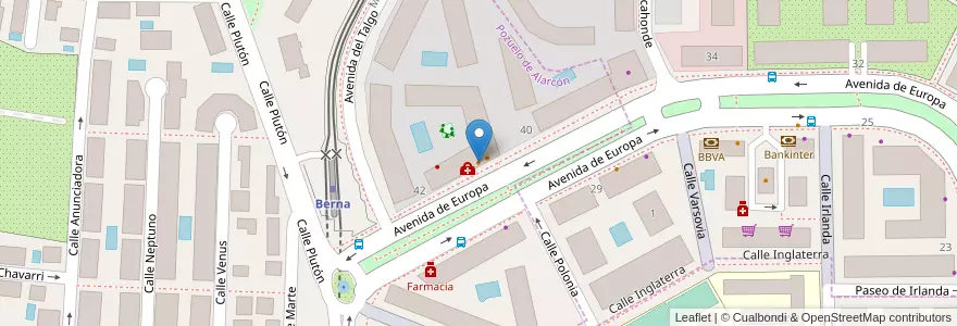 Mapa de ubicacion de Dos Porteñas en إسبانيا, منطقة مدريد, منطقة مدريد, Área Metropolitana De Madrid Y Corredor Del Henares, Pozuelo De Alarcón.