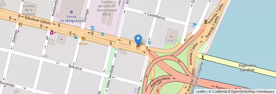 Mapa de ubicacion de Dotto Sarli en آرژانتین, سانتافه, Departamento La Capital, Santa Fe Capital, سانتافه.