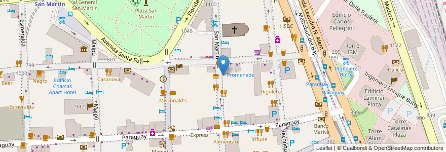Mapa de ubicacion de Down Town Matias, Retiro en الأرجنتين, Ciudad Autónoma De Buenos Aires, Comuna 1, Buenos Aires.