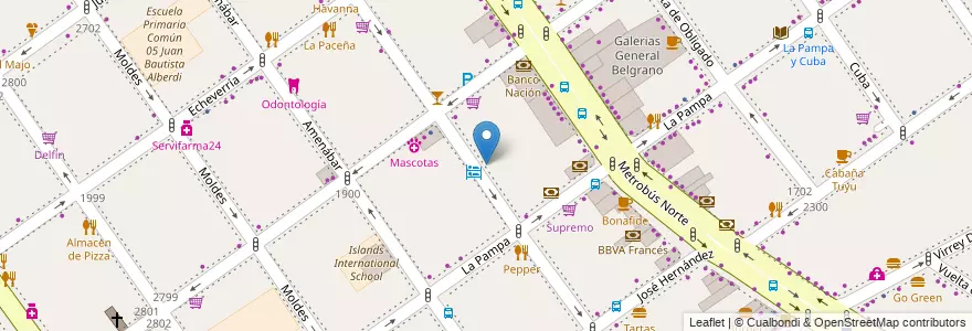 Mapa de ubicacion de Downtown Deli, Belgrano en Argentinien, Ciudad Autónoma De Buenos Aires, Buenos Aires, Comuna 13.