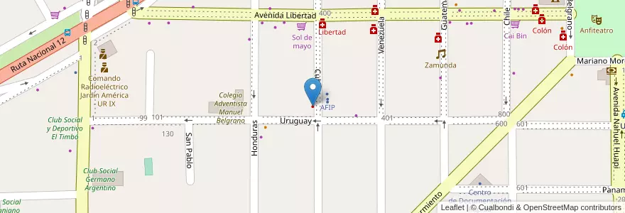 Mapa de ubicacion de Dr. Acosta Cesar Anselmo en 아르헨티나, Misiones, Departamento San Ignacio, Municipio De Jardín América.
