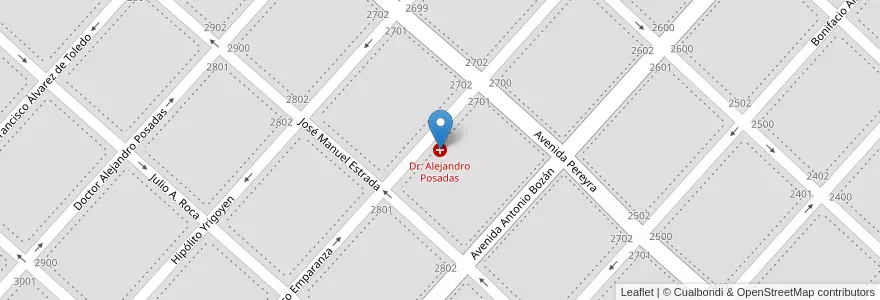 Mapa de ubicacion de Dr. Alejandro Posadas en アルゼンチン, ブエノスアイレス州, Partido De Saladillo, Saladillo.