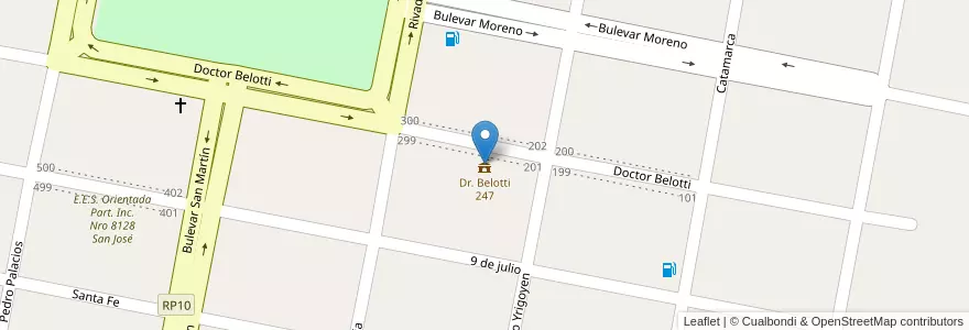 Mapa de ubicacion de Dr. Belotti 247 en Argentinië, Santa Fe, Departamento Las Colonias, Municipio De Felicia, Felicia.