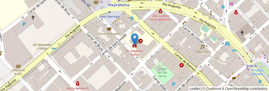 Mapa de ubicacion de Dr. Joaquim Suñol en اسپانیا, Catalunya, Barcelona, Barcelonès, Barcelona.