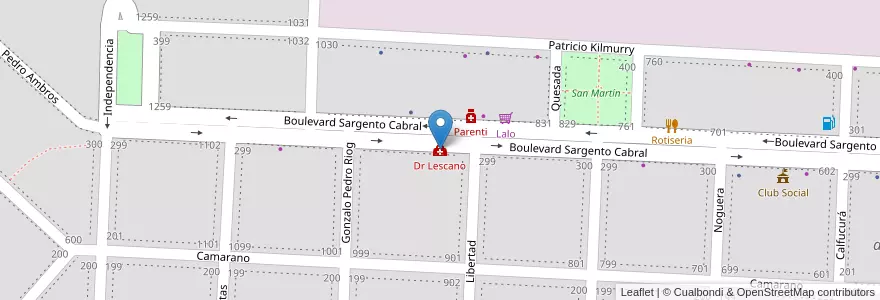 Mapa de ubicacion de Dr Lescano en Argentinië, Buenos Aires, Partido De Veinticinco De Mayo, Norberto De La Riestra.