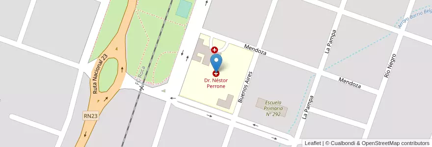 Mapa de ubicacion de Dr. Néstor Perrone en آرژانتین, شیلی, استان ریو نگرو، آرژانتین, Departamento Veinticinco De Mayo, Los Menucos.