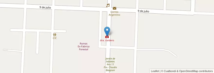 Mapa de ubicacion de dra. cordero en 아르헨티나, Santa Fe, Departamento General Obligado, Municipio De Villa Ana.